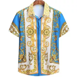 Baroque 3D Printed Hawaiian Beach Shirts Luxury Men Women Fashion Streetwear #4 - Picture 1 of 4