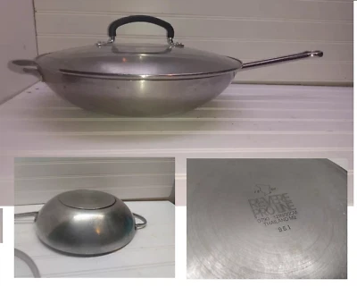 Revere Ware Proline Wok 5 Qt Copper Core Stainless 12" Skillet Fry Saute Pan Lid - Image 1 of 4