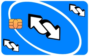 Uno Reverse Blue Credit Debit card sticker Matte - Picture 1 of 2