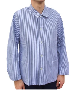 FLEIRO Fleischerkleidung Fleischerjacke Metzgerjacke langarm blau weiß gestreift - Bild 1 von 22