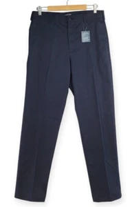 Pantalone Lands End uomo taglia 33 blu navy chino kaki cotone piatto davanti preppy casual - Foto 1 di 15