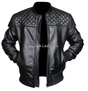 Herren Echt Lammleder Lederjacke Motorrad Biker gesteppte Oberbekleidung schw... - Bild 1 von 4