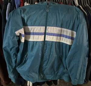 Vintage Adidas Track Jacket 90s Size Large Has Hood Colorful VTG - Picture 1 of 18