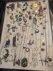 Large Estate Jewelry Lot Just Over 100 Pieces Mixed Pins Rings Necklaces Earring