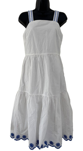 VETEMENTS Prendisole donna midi ricamato bianco J Crew nuovo con etichetta taglia 00 foderato