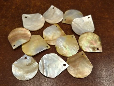 12 PCS MOTHER OF PEARL SHELL BLANK PENDANTS CHARMS - Image 1 of 3