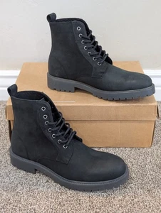 Größe 8 Herren ASOS Design Schnürstiefel schwarz Leder rund stilvoll zulaufend Stiefel - Bild 1 von 8