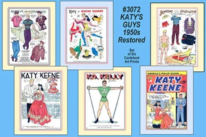 SIX "KATY'S GUYS" Art Prints 1950s Restored Archival Frameable #3072 - Picture 1 of 4