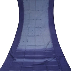 Swastik Vintage Azul Pizarra Indio Sarees Kanjivaram Korvai - No Zari Sari Tela - Imagen 1 de 5