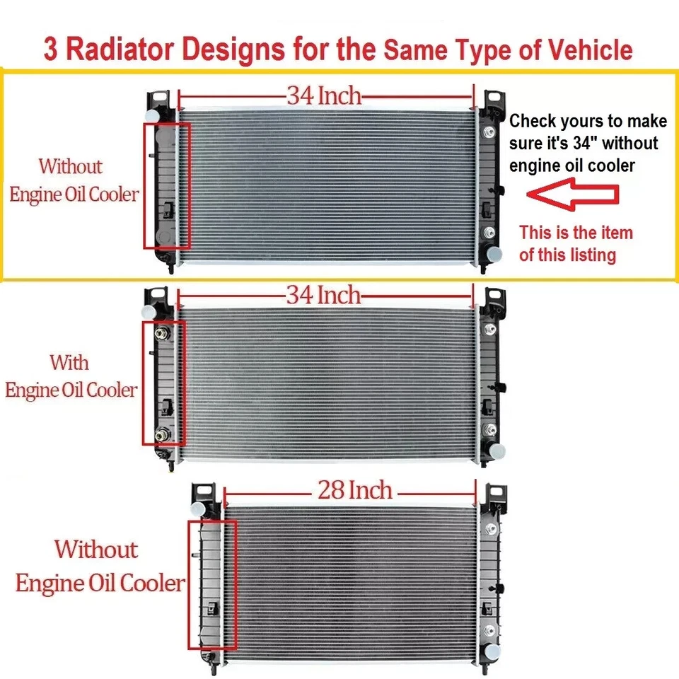 Radiator for 2004 Chevrolet Suburban 1500 34" BETWEEN TANKS-NO ENGINE OIL COOLER Foto 1 de 1