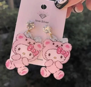 Hello Kitty Bear Cute Bear Earrings Pierced Ears Cute FAST Shipping - Picture 1 of 1