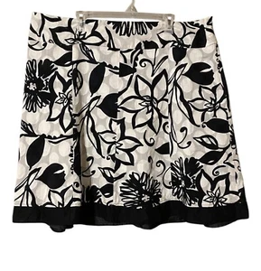 Gonna donna Lane Bryant nera bianca 24 floreale 100% cotone foderata con cerniera laterale - Foto 1 di 12