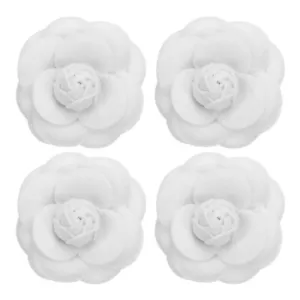 4 Pcs Camellia Fabric Pin Flower Brooch Artificial Flowers Brooches White - Picture 1 of 7