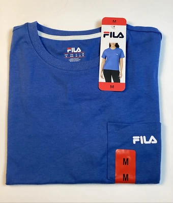 Camiseta para mujer Fila manga corta cuello redondo, azul cobalto brillante, talla: mediana Foto 1 de 4