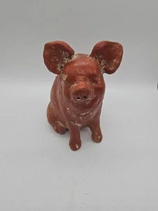 Sitting Pig Hand Crafted Clay Pottery Rustic Brown MX Made In Mexico - Picture 1 of 6