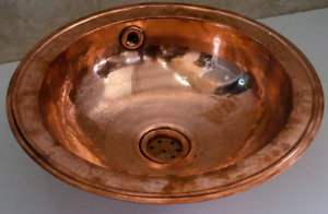 Hammered Round Solid Copper Sink. Vessel Bowl Sink, Bathroom Vanity sink