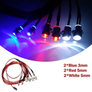6 LED Light Kit 2 White 2 Red 2 Blue for 1/10 1/8 Traxxas HSP Redcat RC Car A822 - Picture 1 of 7