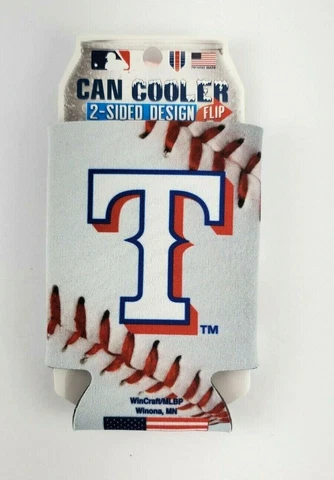 Texas Rangers Can Cooler Koozie 12 oz. Baseball MLB 2-Sided USA Made NEW Cover