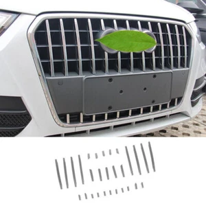 Fit For Audi Q3 2013-2015 ABS Silver Front Center Mesh Grille Grill Strip Trim - Foto 1 di 11