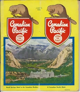 Railroad Timetable - Canadian Pacific - 09/06/46 - Banff Springs Hotel cover - Bild 1 von 1