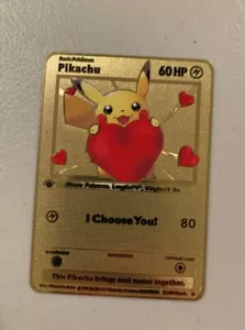 Pikachu I Choose You! Gold Metal Pokémon Card Collectible + Free Cards! - Picture 1 of 1