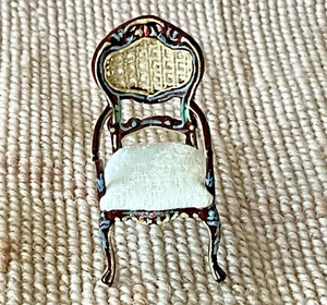 Bespaq Caned Hand Painted Arm Chair Seat Cream HALF INCH 1:24 1/2" Scale 2551a - Picture 1 of 4