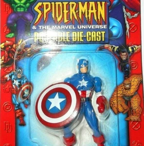marvel universe toybiz CAPTAIN AMERICA spider-man poseable die cast moc figures - Picture 1 of 2