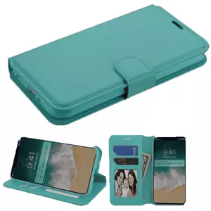 Leather Flip Wallet Protective Phone Case For iPhone 13 Pro 6.1" TEAL - Picture 1 of 2