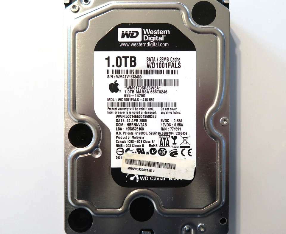 WD WD1001FALS-41K1B0 HBRNNV2AB (WMAT) Malaysia 3.5" 1.0TB Sata HDD 24APR2009 - Image 1 of 1