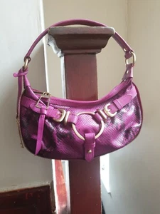 dkny authentic bag with snakeskin fuschia purple and black with gold detail - Picture 1 of 10