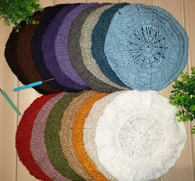 Стильный, легкий берет ручной работы крючком шляпа - бирюзовый, оливковый, черный -16 цветов! - Изображение 1 из 4