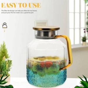 Glass Kettle Clear Pitcher with Lid Water Bottle Pitchers for Drinks - Picture 1 of 12