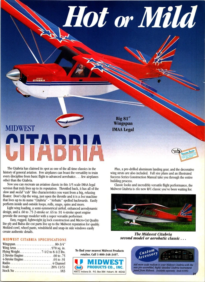 Midwest Citibria RC Airplane Print Ad Wall Art Decor Ephemeral - Image 1 of 1