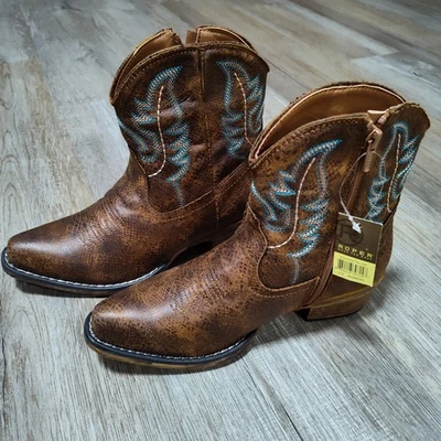 Botas de Vaquero Roper Shay para Mujer Nuevas con Etiquetas Cuero Sintético Coñac Talla 5.5 Country Western Foto 1 de 4