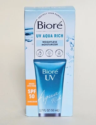 Protector solar sin peso Biore UV Aqua Rich FPS 50 1,7 OZ 50 ml Foto 1 de 4