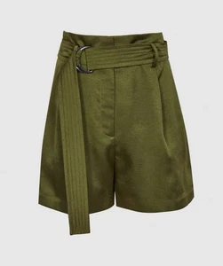Reiss Lanie Belted Khaki Green Shorts UK4 RRP£95 NEW - Picture 1 of 10
