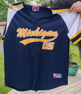 Vtg 90s University Of Michigan Wolverines J Plus City Boys Jersey XL Blue Rare - Image 1 of 4