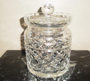 Hermoso tarro de galletas de cristal de plomo Waterford firmado con cubierta - Imagen 1 de 4
