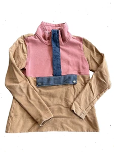 LL Bean Signature Sweatshirt  Colorblock Anorak Hiking Camping Organic Cotton - Picture 1 of 8