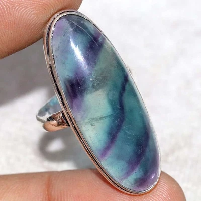 Anillo enchapado en plata 925 fluorita púrpura EE. UU. 6 alfombra roja aspecto joyería GW Foto 1 de 3