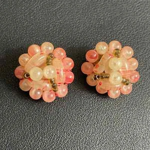 Paar Hongkong Vintage rosa Cluster Ohrclips - Bild 1 von 8