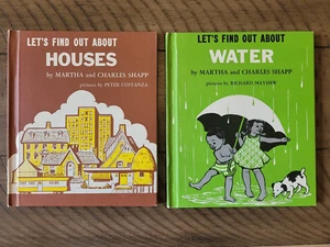 2 Beautiful LET'S FIND OUT ABOUT Water & Houses Shapp HB Books 1960's Rare HTF - Imagen 1 de 3