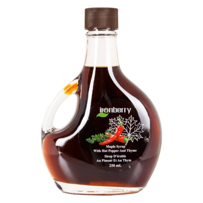 Jarabe de arce 100 % puro - infundido con pimienta picante y tomillo - de Canadá Foto 1 de 2