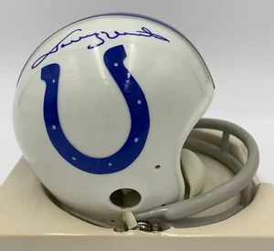 JOHNNY UNITAS signed/autographed BALTIMORE COLTS 2-Bar T/B Mini Helmet - BECKETT - Bild 1 von 9