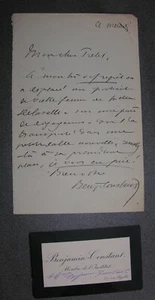 Benjamin Constant. Lettre et Carte de Visite signée. Portrait d’Angèle Delasalle - Picture 1 of 1