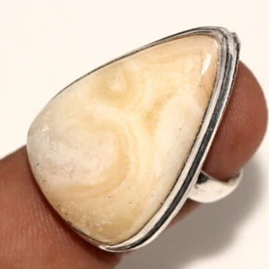 925 Silver Plated Laguna Lace Calcite Ethnic Ring Jewelry Size US 5.5 AU J684 - Picture 1 of 3