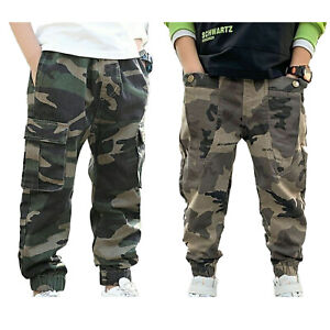 Kids Boys Sweatpants Stylish Cargo Pants Outdoor Trousers Camouflage Print