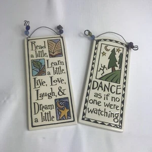 Paar SPOONER CREEK geätzte Tonfliesen Wandtafeln ~ Lernen, Liebe leben & tanzen - Bild 1 von 15