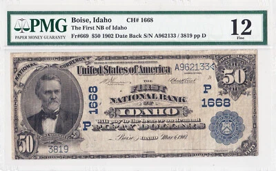 $50 1902 DB National BOISE IDAHO ID Rare Note that doesn't have City name on it! - Image 1 of 2