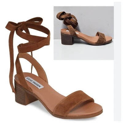 Босоножки Steve Madden женские размер 7,5 М коричневые Adrianne ремешок на пятке лодыжке на шнуровке - Изображение 1 из 4